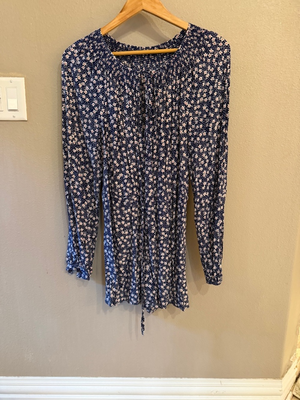 Polo by Ralph Lauren Navy and White Floral Long-Sleeve Jumpsuit